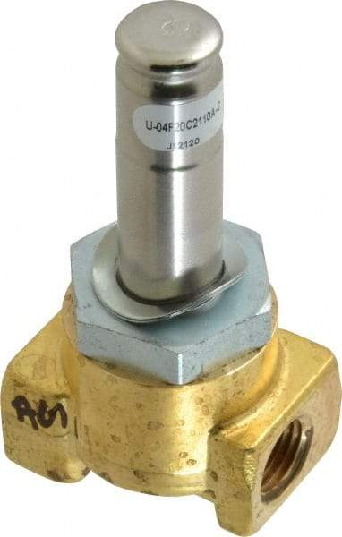 Parker - 1/4" Port, Two Way, Direct Acting, Brass Solenoid Valve - Normally Closed, 150 Max PSI, NBR Seal - USA Tool & Supply