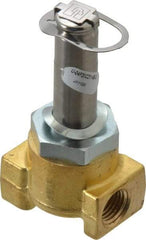 Parker - 1/4" Port, Two Way, Direct Acting, Brass Solenoid Valve - Normally Closed, 100 Max PSI, NBR Seal - USA Tool & Supply