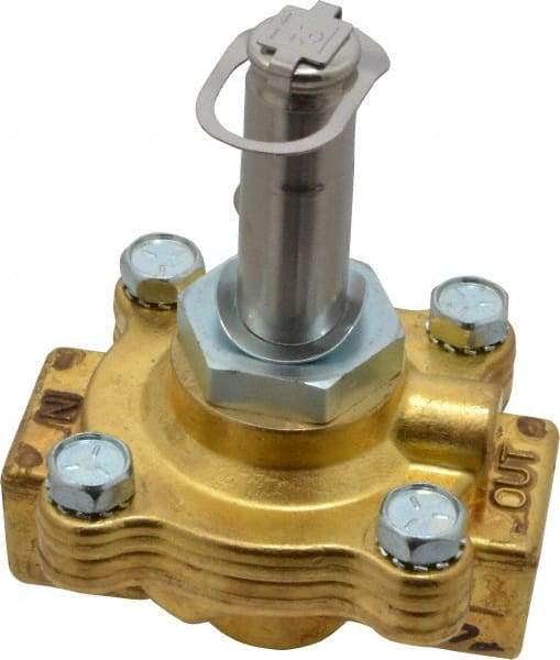Parker - 1/2" Port, Two Way, Direct Acting, Brass Solenoid Valve - Normally Closed, 15 Max PSI, NBR Seal - USA Tool & Supply