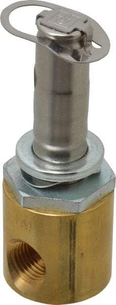 Parker - 1/4" Port, Two Way, Direct Acting, Brass Solenoid Valve - Normally Open, 300 Max PSI, NBR Seal - USA Tool & Supply