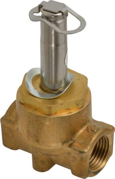 Parker - 3/8" Port, Two Way, Piloted Diaphragm, Brass Solenoid Valve - Normally Closed, 300 Max PSI, NBR Seal - USA Tool & Supply