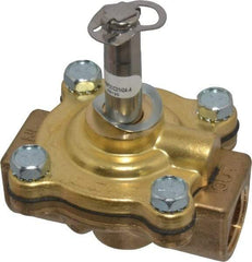 Parker - 1/2" Port, Two Way, Piloted Diaphragm, Brass Solenoid Valve - Normally Closed, 200 Max PSI, NBR Seal - USA Tool & Supply