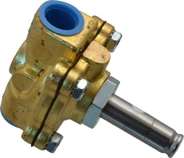 Parker - 1/2" Port, Two Way, Piloted Diaphragm, Brass Solenoid Valve - Normally Closed, 300 Max PSI, NBR Seal - USA Tool & Supply