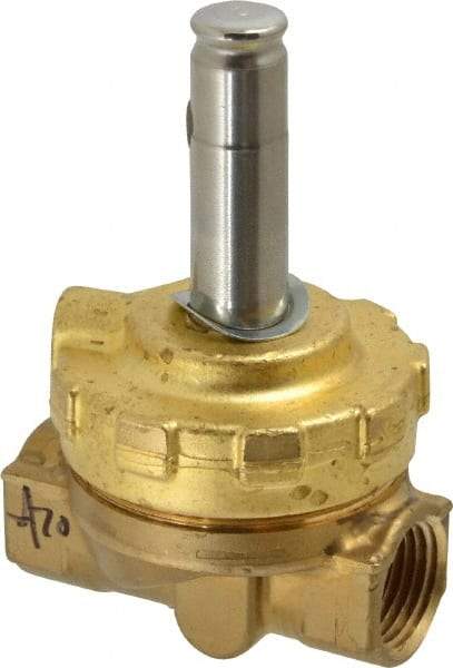 Parker - 1/2" Port, Two Way, Piloted Diaphragm, Brass Solenoid Valve - Normally Closed, 300 Max PSI, NBR Seal - USA Tool & Supply