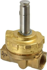 Parker - 1/2" Port, Two Way, Piloted Diaphragm, Brass Solenoid Valve - Normally Closed, 300 Max PSI, NBR Seal - USA Tool & Supply