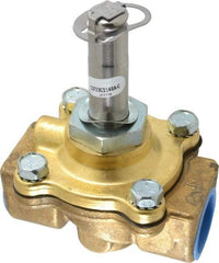 Parker - 3/4" Port, Two Way, Piloted Diaphragm, Brass Solenoid Valve - Normally Closed, 150 Max PSI, NBR Seal - USA Tool & Supply