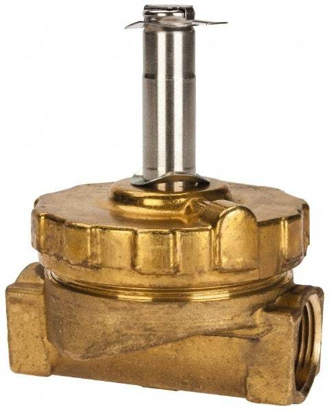 Parker - 3/4" Port, Two Way, Piloted Diaphragm, Brass Solenoid Valve - Normally Closed, 300 Max PSI, NBR Seal - USA Tool & Supply