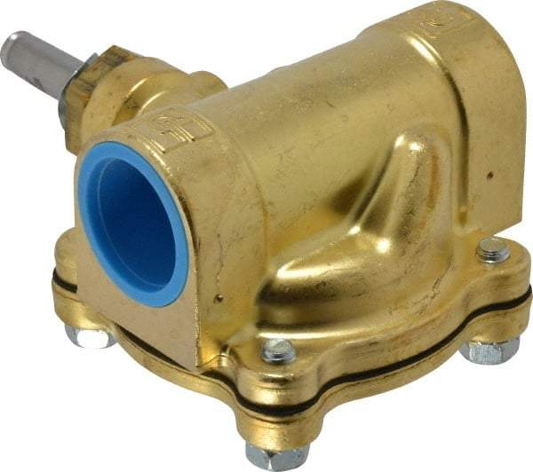 Parker - 1" Port, Two Way, Piloted Diaphragm, Brass Solenoid Valve - Normally Closed, 125 Max PSI, NBR Seal - USA Tool & Supply