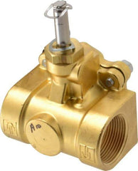 Parker - 1-1/4" Port, Two Way, Piloted Diaphragm, Brass Solenoid Valve - Normally Closed, 150 Max PSI, NBR Seal - USA Tool & Supply