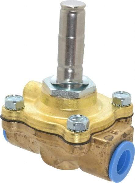 Parker - 3/8" Port, Two Way, Piloted Diaphragm, Brass Solenoid Valve - Normally Open, 150 Max PSI, NBR Seal - USA Tool & Supply