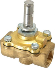 Parker - 3/4" Port, Two Way, Piloted Diaphragm, Brass Solenoid Valve - Normally Open, 150 Max PSI, NBR Seal - USA Tool & Supply