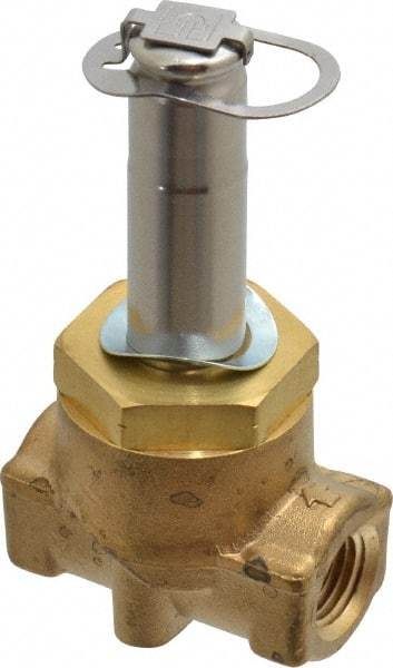 Parker - 1/4" Port, Two Way, Piloted Diaphragm, Brass Solenoid Valve - Normally Closed, 275 Max PSI, NBR Seal - USA Tool & Supply