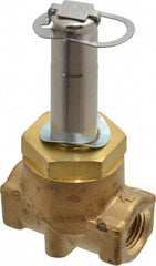 Parker - 1/4" Port, Two Way, Piloted Diaphragm, Brass Solenoid Valve - Normally Closed, 275 Max PSI, NBR Seal - USA Tool & Supply