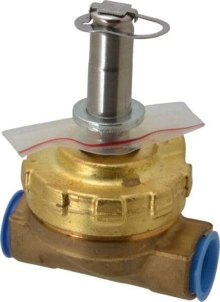 Parker - 1/2" Port, Two Way, Piloted Diaphragm, Brass Solenoid Valve - Normally Closed, 125 Max PSI, PTFE Seal - USA Tool & Supply