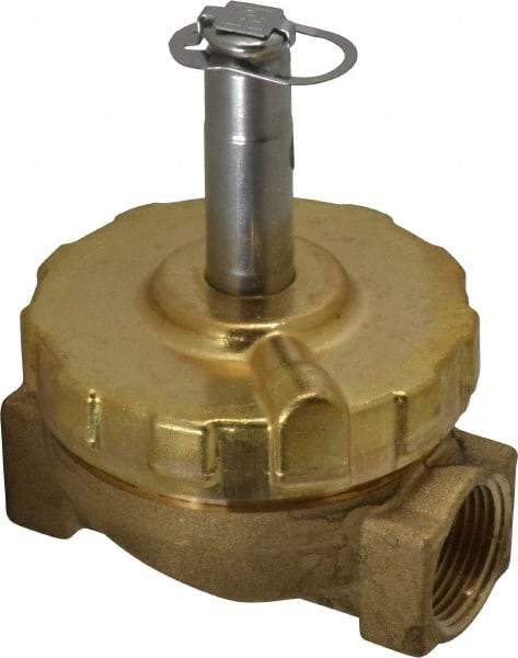 Parker - 3/4" Port, Two Way, Piloted Diaphragm, Brass Solenoid Valve - Normally Closed, 50 Max PSI, EPDM Seal - USA Tool & Supply
