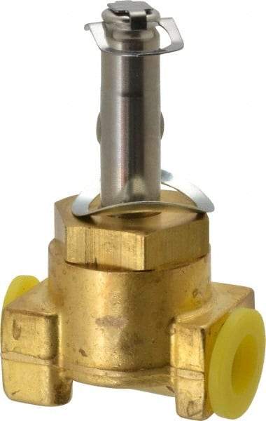 Parker - 1/8" Port, Three Way, Direct Acting, Brass Solenoid Valve - Normally Closed, 200 Max PSI, NBR Seal - USA Tool & Supply