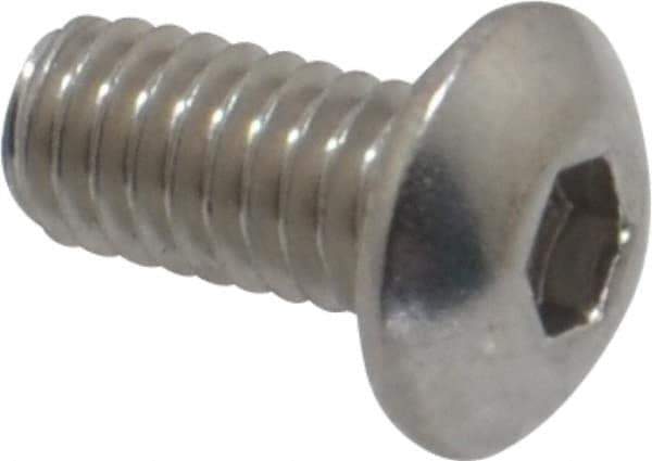 Value Collection - M4x0.70 Metric Coarse Hex Socket Drive, Button Screw - Grade 18-8 Stainless Steel, Fully Threaded, 8mm Length Under Head - USA Tool & Supply