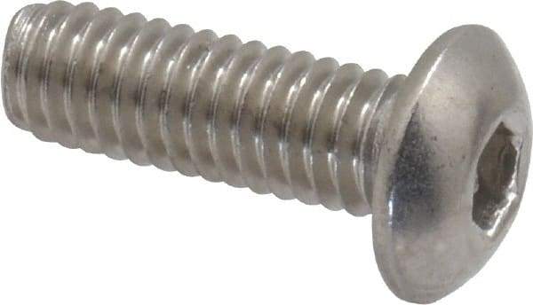 Value Collection - M4x0.70 Metric Coarse Hex Socket Drive, Button Screw - Grade 18-8 Stainless Steel, Fully Threaded, 12mm Length Under Head - USA Tool & Supply
