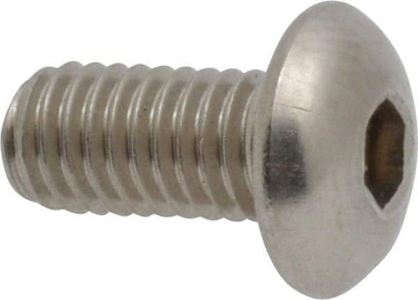 Value Collection - M5x0.80 Metric Coarse Hex Socket Drive, Button Screw - Grade 18-8 Stainless Steel, Fully Threaded, 10mm Length Under Head - USA Tool & Supply