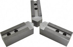 H & R Manufacturing - 1.5mm x 60° Serrated Attachment, Square Soft Lathe Chuck Jaw - 3 Jaws, Steel, 1.69" Btw Mount Hole Ctrs, 7-1/2" Long x 2-1/2" Wide x 2-1/2" High, 0.866" Groove, 20mm Fastener - USA Tool & Supply