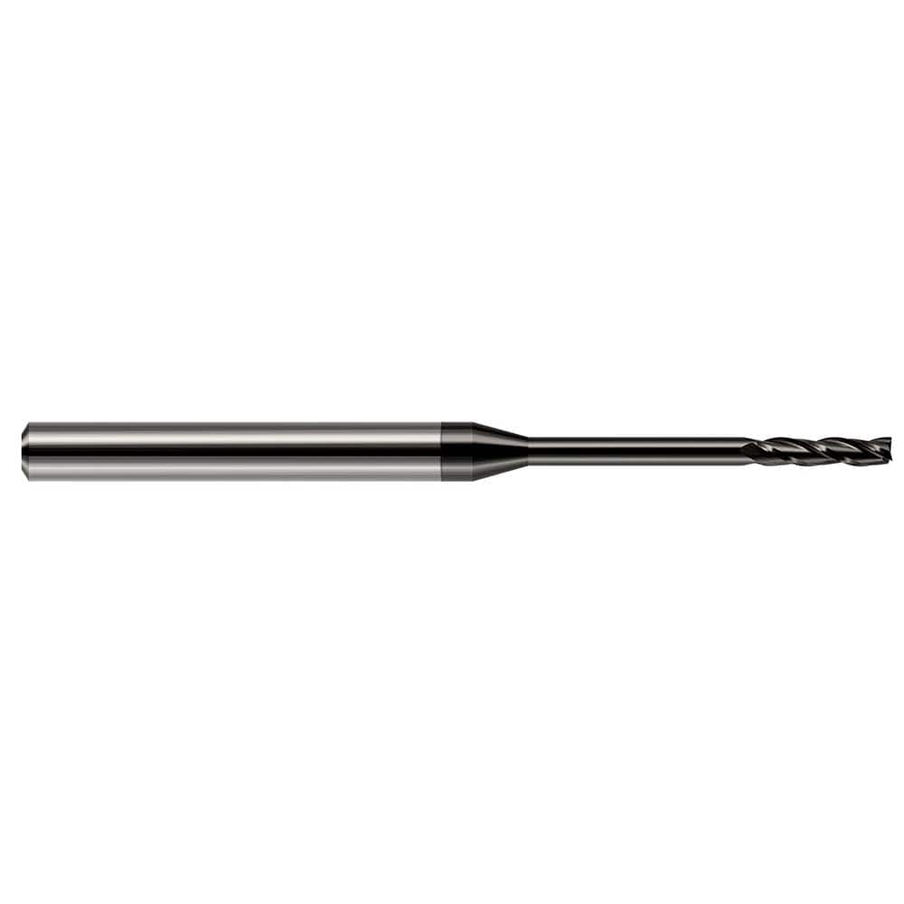 Square End Mill: 0.1'' Dia, 3/4'' LOC, 1/8'' Shank Dia, 2-1/2'' OAL, 3 Flutes, Solid Carbide Single End, Amorphous Diamond Finish, 30 ° Helix, Centercutting, RH Cut, RH Flute