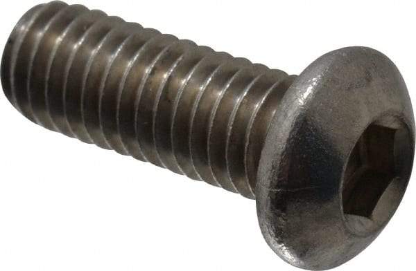 Value Collection - M6x1.00 Metric Coarse Hex Socket Drive, Button Screw - Grade 18-8 Stainless Steel, Fully Threaded, 16mm Length Under Head - USA Tool & Supply
