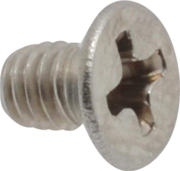 Value Collection - M4x0.70 Metric Coarse, 6mm OAL Phillips Drive Machine Screw - Flat Head, Grade 18-8 Stainless Steel, Uncoated, Without Washer - USA Tool & Supply