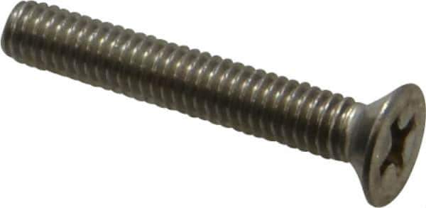 Value Collection - M4x0.70 Metric Coarse, 25mm OAL Phillips Drive Machine Screw - Flat Head, Grade 18-8 Stainless Steel, Uncoated, Without Washer - USA Tool & Supply