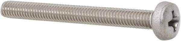 Value Collection - M4x0.70 Metric Coarse, 40mm Length Under Head Phillips Drive Machine Screw - Pan Head, Grade 18-8 Stainless Steel, Uncoated, Without Washer - USA Tool & Supply