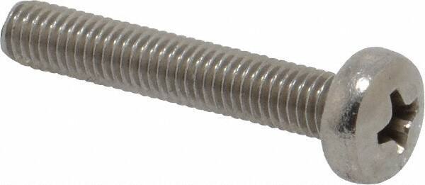 Value Collection - M5x0.80 Metric Coarse, 30mm Length Under Head Phillips Drive Machine Screw - Pan Head, Grade 18-8 Stainless Steel, Uncoated, Without Washer - USA Tool & Supply