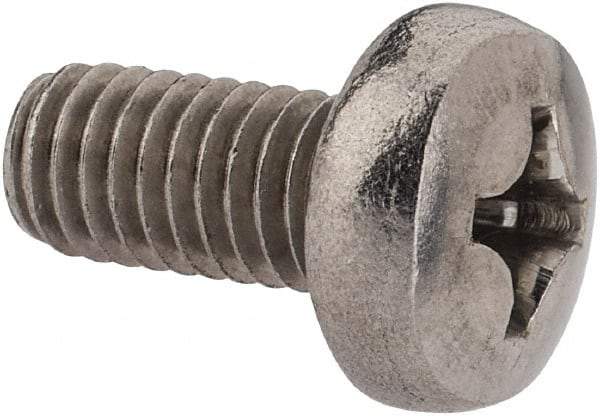 Value Collection - M6x1.00 Metric Coarse, 12mm Length Under Head Phillips Drive Machine Screw - Pan Head, Grade 18-8 Stainless Steel, Uncoated, Without Washer - USA Tool & Supply