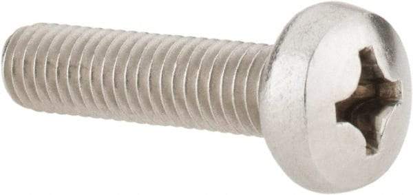 Value Collection - M6x1.00 Metric Coarse, 25mm Length Under Head Phillips Drive Machine Screw - Pan Head, Grade 18-8 Stainless Steel, Uncoated, Without Washer - USA Tool & Supply