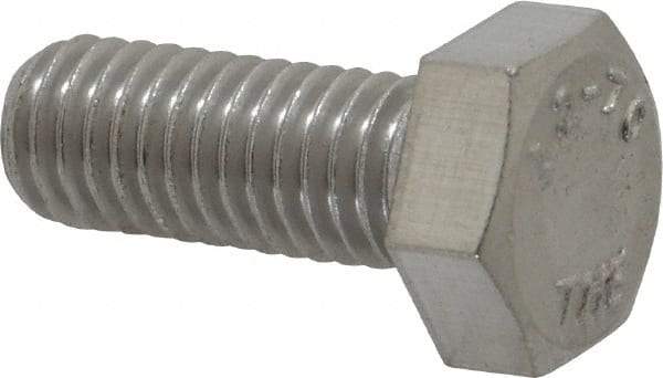 Value Collection - M8x1.25mm Metric Coarse, 20mm Length Under Head Hex Head Cap Screw - Fully Threaded, Grade 18-8 & Austenitic A2 Stainless Steel, 13mm Hex - USA Tool & Supply