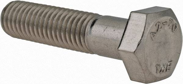 Value Collection - M8x1.25mm Metric Coarse, 35mm Length Under Head Hex Head Cap Screw - Partially Threaded, Grade 18-8 & Austenitic A2 Stainless Steel, 13mm Hex - USA Tool & Supply
