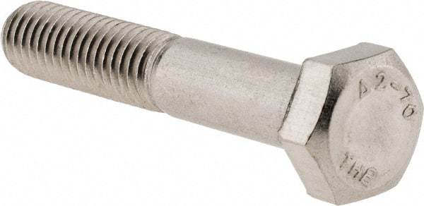 Value Collection - M8x1.25mm Metric Coarse, 45mm Length Under Head Hex Head Cap Screw - Partially Threaded, Grade 18-8 & Austenitic A2 Stainless Steel, 13mm Hex - USA Tool & Supply