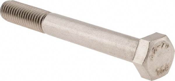 Value Collection - M8x1.25mm Metric Coarse, 70mm Length Under Head Hex Head Cap Screw - Fully Threaded, Grade 18-8 & Austenitic A2 Stainless Steel, 13mm Hex - USA Tool & Supply