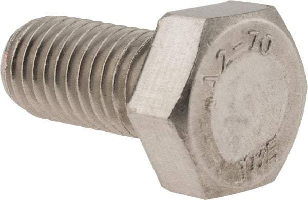 Value Collection - M12x1.75mm Metric Coarse, 25mm Length Under Head Hex Head Cap Screw - Fully Threaded, Grade 18-8 & Austenitic A2 Stainless Steel, 19mm Hex - USA Tool & Supply