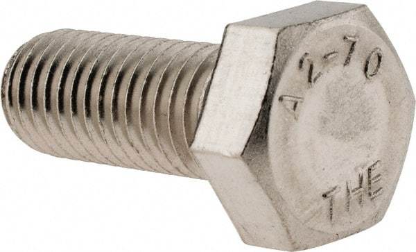Value Collection - M12x1.75mm Metric Coarse, 30mm Length Under Head Hex Head Cap Screw - Fully Threaded, Grade 18-8 & Austenitic A2 Stainless Steel, 19mm Hex - USA Tool & Supply