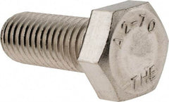 Value Collection - M12x1.75mm Metric Coarse, 30mm Length Under Head Hex Head Cap Screw - Fully Threaded, Grade 18-8 & Austenitic A2 Stainless Steel, 19mm Hex - USA Tool & Supply