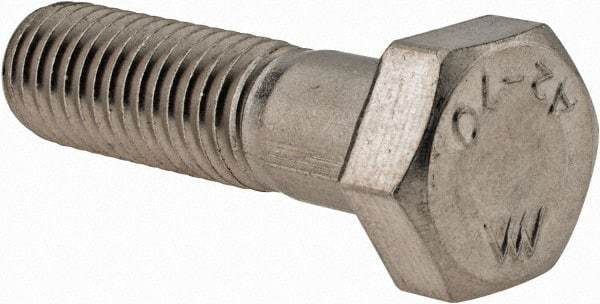 Value Collection - M12x1.75mm Metric Coarse, 45mm Length Under Head Hex Head Cap Screw - Partially Threaded, Grade 18-8 & Austenitic A2 Stainless Steel, 19mm Hex - USA Tool & Supply