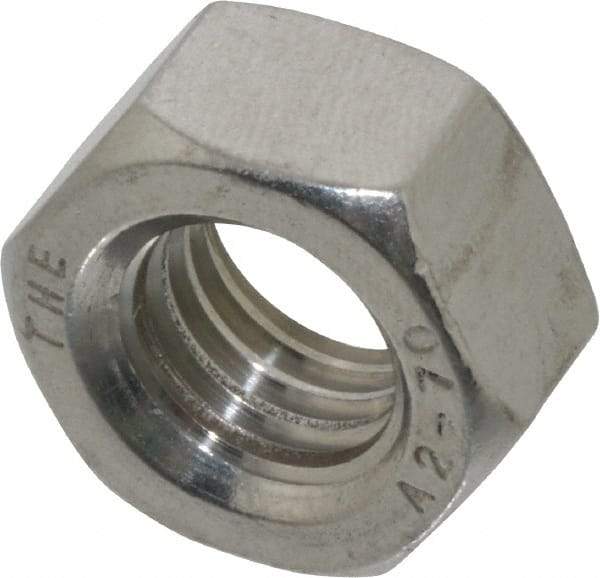 Value Collection - M12x1.75 Stainless Steel Right Hand Hex Nut - 19mm Across Flats, 10mm High, Uncoated - USA Tool & Supply