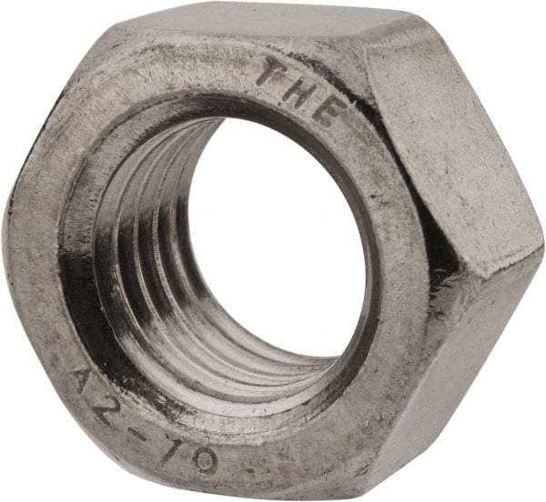Value Collection - M18x2.50 Stainless Steel Right Hand Hex Nut - 27mm Across Flats, 15mm High, Uncoated - USA Tool & Supply