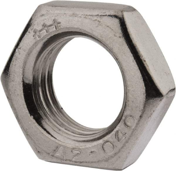 Value Collection - M16x2.00 Metric Coarse Stainless Steel Right Hand Hex Jam Nut - 24mm Across Flats, 8mm High, Uncoated - USA Tool & Supply