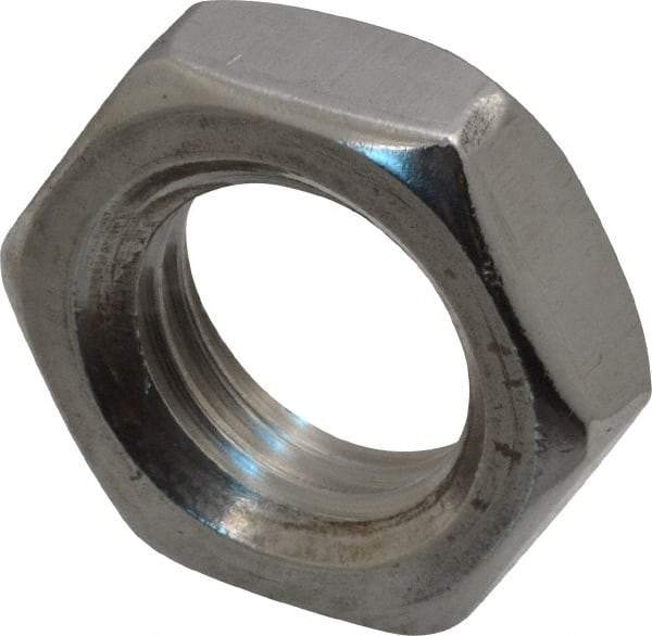 Value Collection - M20x2.50 Metric Coarse Stainless Steel Right Hand Hex Jam Nut - 30mm Across Flats, 10mm High, Uncoated - USA Tool & Supply