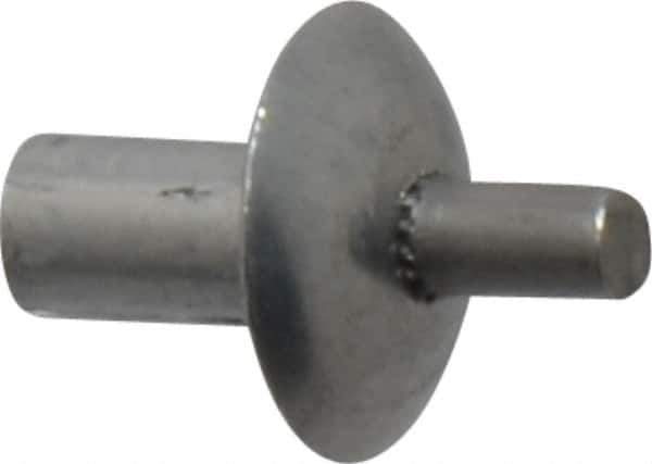 Made in USA - Brazier Head Aluminum Alloy Drive Blind Rivet - Stainless Steel Mandrel, 0.109" to 1/8" Grip, 0.312" Head Diam, 0.128" to 0.14" Hole Diam, 0.219" Length Under Head, 1/8" Body Diam - USA Tool & Supply