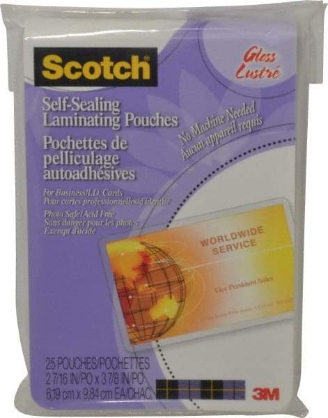 3M - Business Card and ID Protector Plastic Pouch - 3-7/8 Inch Wide x 2-7/16 Inch High - USA Tool & Supply