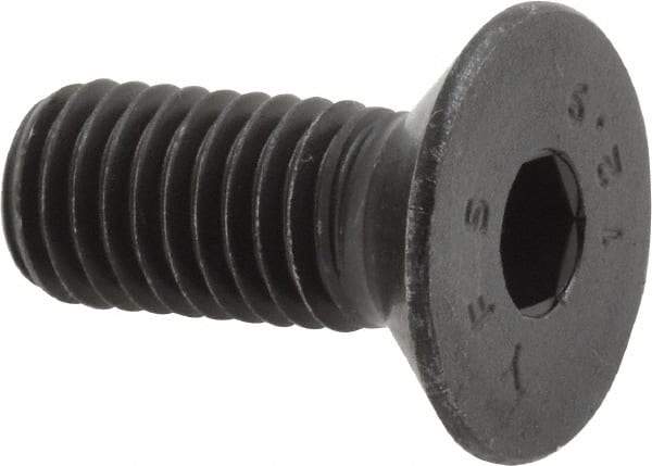 Value Collection - M10x1.50 Metric Coarse Hex Socket Drive, 90° Flat Screw - Grade 12.9 Alloy Steel, Black Oxide Finish, Fully Threaded, 25mm OAL - USA Tool & Supply