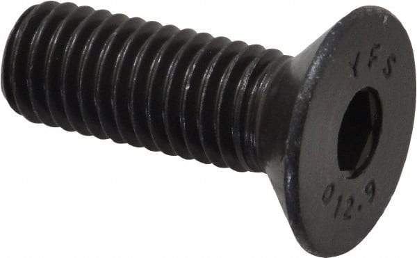 Value Collection - M10x1.50 Metric Coarse Hex Socket Drive, 90° Flat Screw - Grade 12.9 Alloy Steel, Black Oxide Finish, Fully Threaded, 30mm OAL - USA Tool & Supply