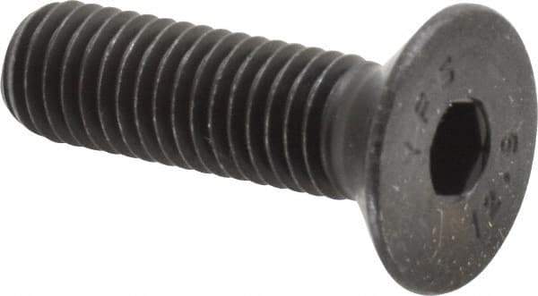 Value Collection - M10x1.50 Metric Coarse Hex Socket Drive, 90° Flat Screw - Grade 12.9 Alloy Steel, Black Oxide Finish, Fully Threaded, 35mm OAL - USA Tool & Supply