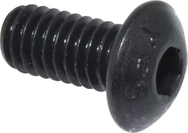 Value Collection - M4x0.70 Metric Coarse Hex Socket Drive, Button Screw - Grade 12.9 Alloy Steel, Black Oxide Finish, Fully Threaded, 8mm Length Under Head - USA Tool & Supply
